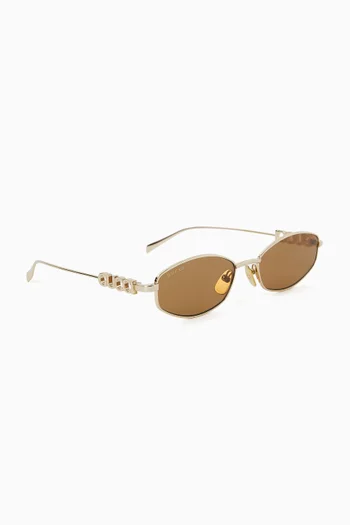 Oval-Frame Sunglasses in Metal