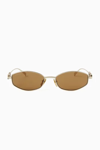 Oval-Frame Sunglasses in Metal