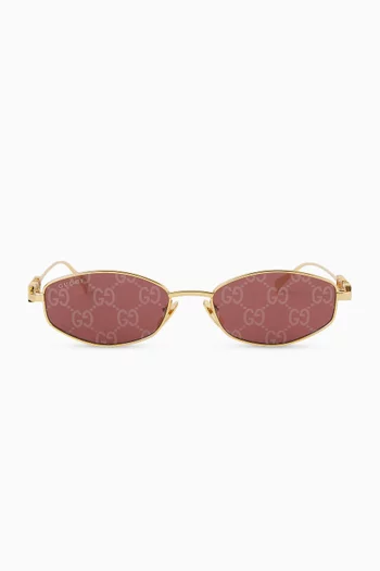 Oval-Frame Sunglasses in Metal