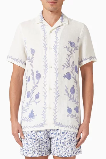 قميص بطبعة تيمور كتان