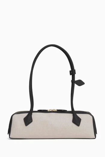 Medium Le Teckel Shoulder Bag in Canvas & Suede