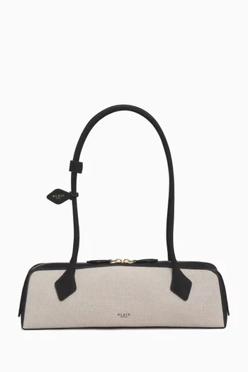 Medium Le Teckel Shoulder Bag in Canvas & Suede