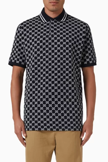 Embroidered Polo Shirt in GG Cotton Piquet