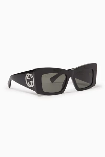 Rectangular Oversized Sunglasses in Acetate