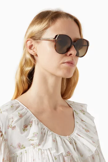 نظارة شمسية أسيتات ومعدن بتصميم مربع