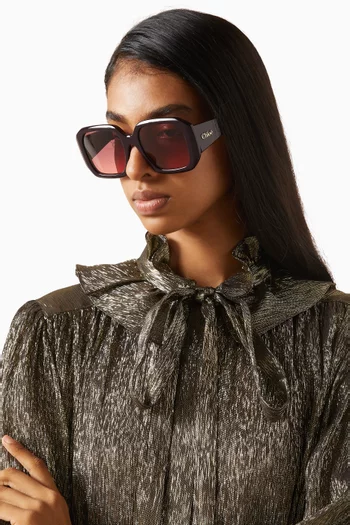 نظارة شمسية بإطار مربع أسيتات