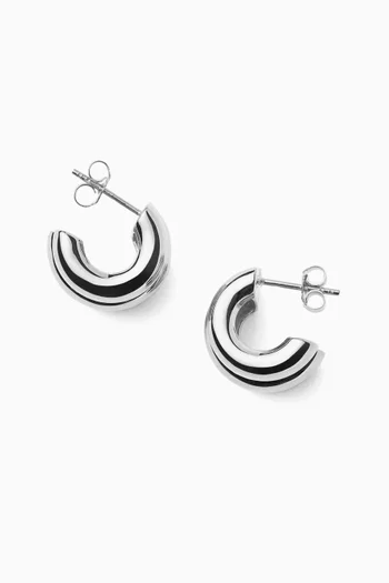 Small Chubby Tripple Earrings in Rhodium-plated Brass