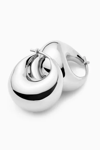 Sculptural Chubby Dome Earrings in Rhodium-plated Brass