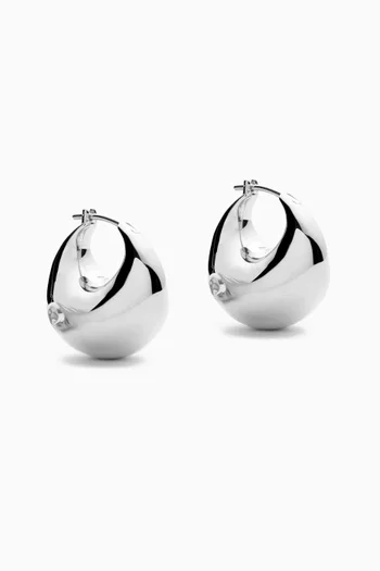 Sculptural Chubby Dome Earrings in Rhodium-plated Brass
