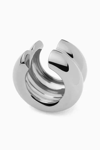 Sculptural Chubby Single Ear Cuff in Rhodium-plated Brass