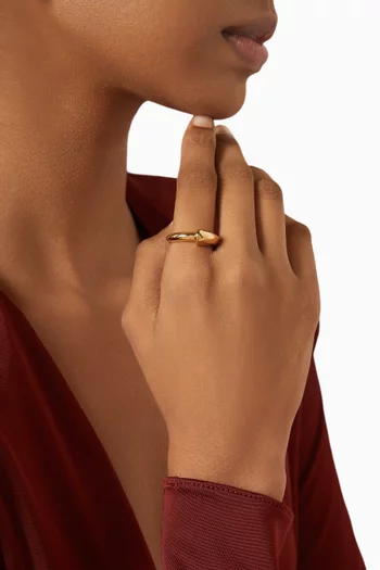 خاتم منحوت بملمس بارز مطلي ذهب معاد عيار 18