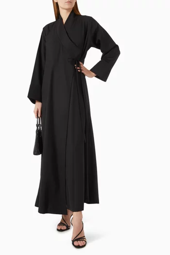High-collar Abaya in Cotton-twill