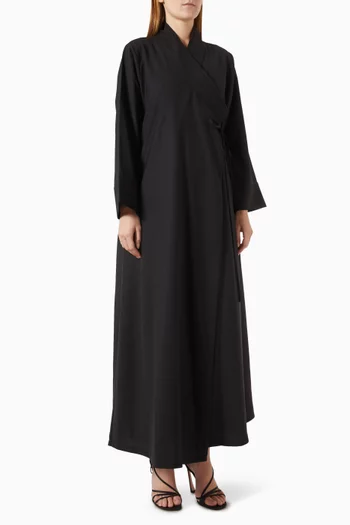High-collar Abaya in Cotton-twill