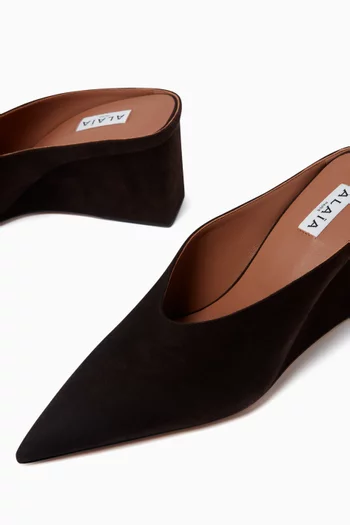 Cube Wedge 75 Mules in Goatskin Suede