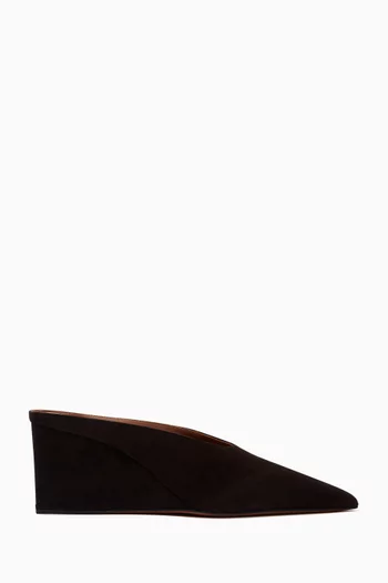 Cube Wedge 75 Mules in Goatskin Suede