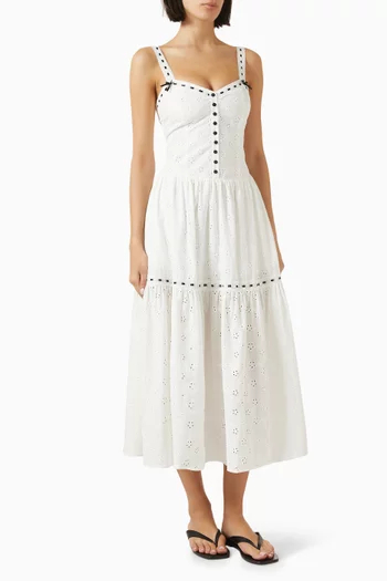 x Bella Hadid Bishop Eyelet Maxi Dress in Cotton