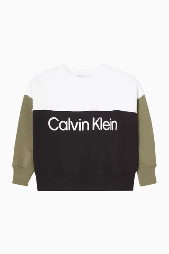 Colourblock Logo Sweatshirt in Cotton