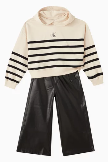 Stripe Boxy Hoodie in Stretch Cotton