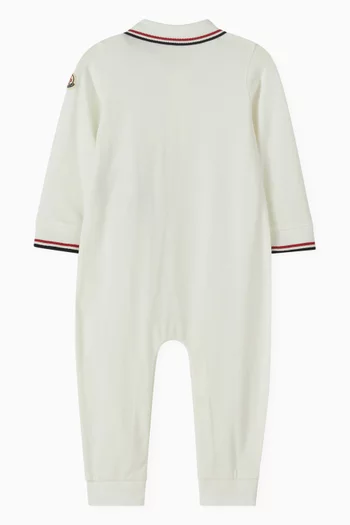 Long-sleeve Polo Romper in Cotton-blend