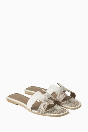 Unused Oran Sandals in Crocodile Leather, EU 40