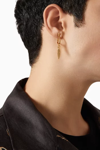Feather Hoop Single Earring in 24kt Gold-plated Sterling Silver