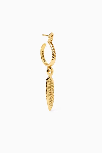Feather Hoop Single Earring in 24kt Gold-plated Sterling Silver