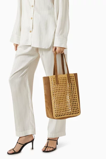 Small Zoe Tote Bag in Raffia & Suede