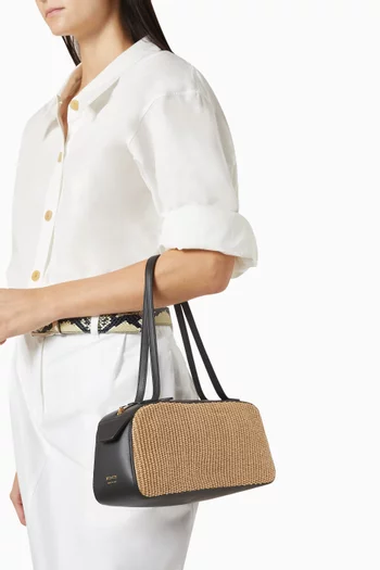 Simona Shoulder Bag in Raffia & Leather
