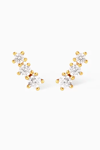 Glimmer Crystal Climber Earrings in 18kt Gold Plated