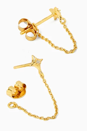 Cosmic Star Chain Earrings in 18kt Gold-plated Silver
