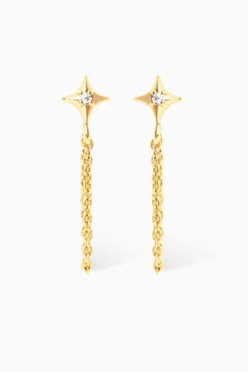 Cosmic Star Chain Earrings in 18kt Gold-plated Silver