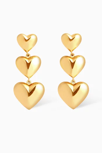 Heart Drop Earrings in 18kt Gold-plated Silver