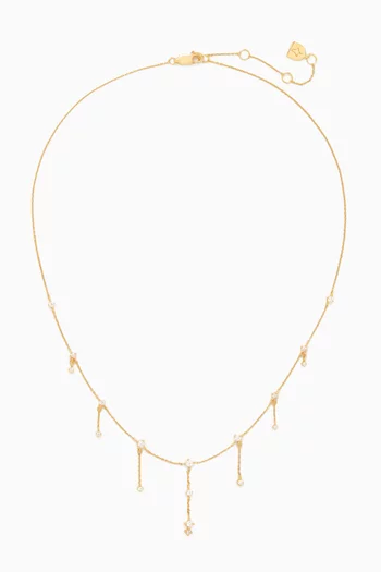 Crystal Charm Drop Necklace in 18kt Gold-plated Silver