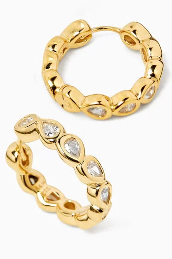 Pear Bezel Crystal Hoops in 18kt Gold-plated Silver