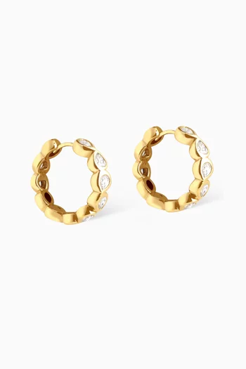 Pear Bezel Crystal Hoops in 18kt Gold-plated Silver
