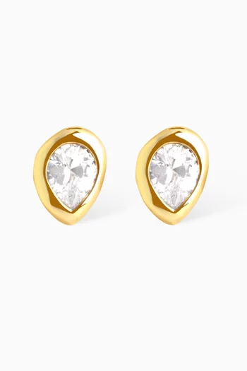 Pear Crystal Studs in 18kt Gold-plated Silver