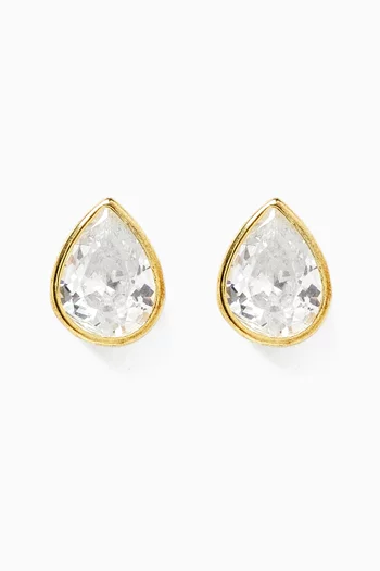 Bezel Nikita Stud Earrings in 14kt Gold Vermeil