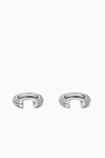 Micro Pave Ear Cuff in Silver-plated Brass, Set of 2
