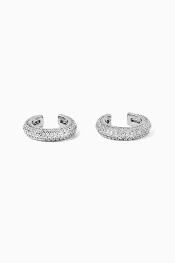 Micro Pave Ear Cuff in Silver-plated Brass, Set of 2