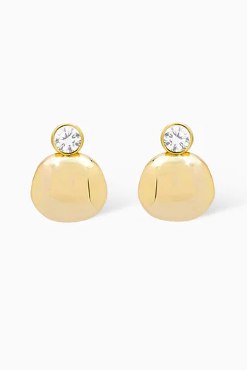 Bezel Gold Earrings in 14kt Gold-plated Metal