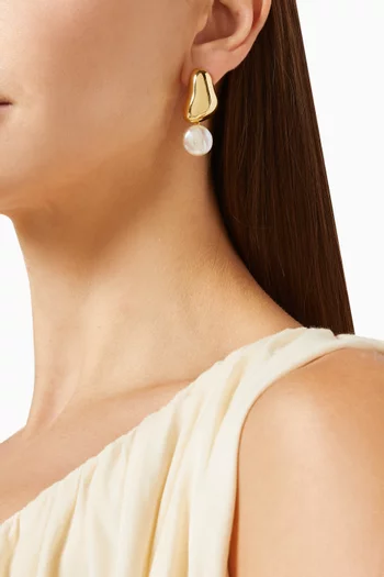 Carter Pearl Drop Earrings in 14kt Gold-plated Brass