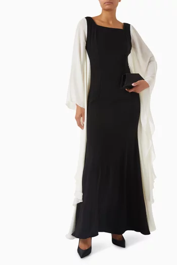 Frill Sleeve Dress in Organza & Crepe