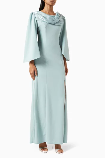 Draped Maxi Dress in Knit Crepe & Organza