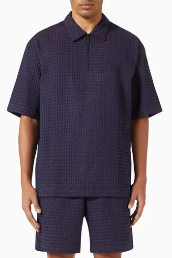 Lenny Zipper Shirt in Seersucker Cotton
