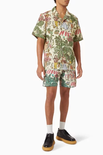 Stan Dancing AOP Swim Shorts in Seersucker
