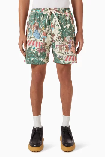 Stan Dancing AOP Swim Shorts in Seersucker