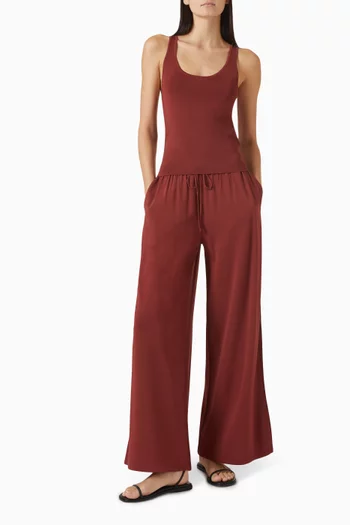 Wide-leg Pants in Cotton-blend
