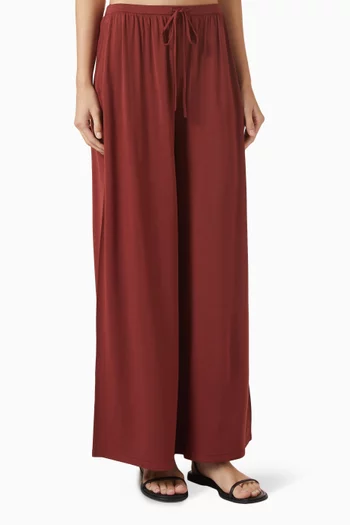 Wide-leg Pants in Cotton-blend