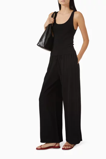 Wide-leg Pants in Cotton-blend
