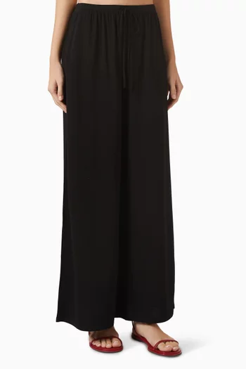 Wide-leg Pants in Cotton-blend